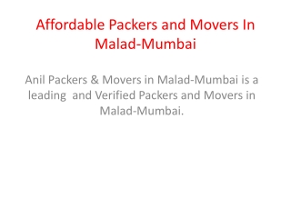 Affordable Packers and Movers In Malad-Mumbai