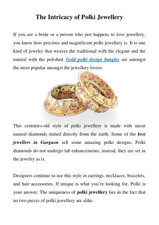 The Intricacy of Polki Jewellery