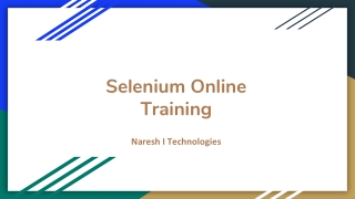 Selenium Online Training- Naresh I Technologies