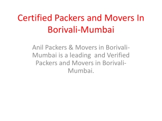 Certified Packers and Movers In Borivali-Mumbai