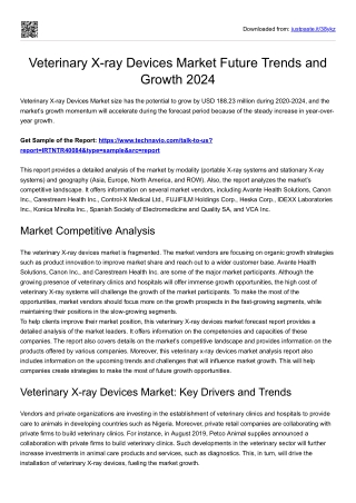 Veterinary X-ray Devices Market Research Report 2024