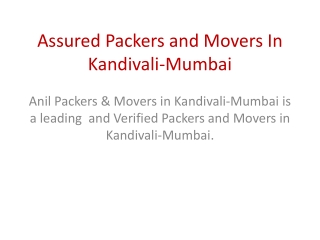Assured Packers and Movers In Kandivali-Mumbai
