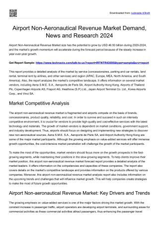 Airport Non-Aeronautical Revenue Market Demand, News and Report 2024