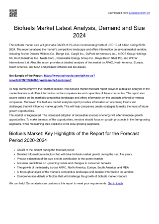 Biofuels Market Analysis, News and Demand 2024