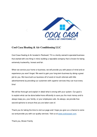 Cool Casa Heating & Air Conditioning LLC