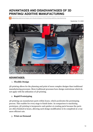 ADVANTAGES AND DISADVANTAGES OF 3D PRINTING/ ADDITIVE MANUFACTURING