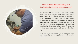 What to Know Before Deciding on A Professional Appliance Repair Company?