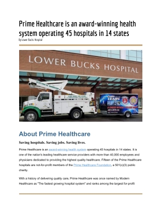 Prime Healthcare is an award-winning health system operating 45 hospitals in 14 states