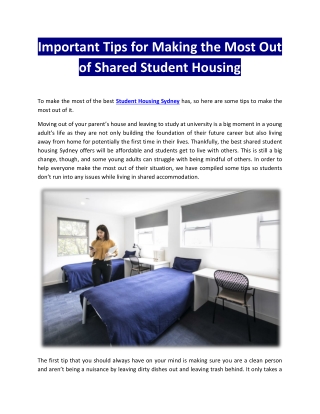 Important Tips for Making the Most Out of Shared Student Housing
