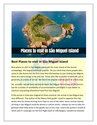 Best Places to visit in São Miguel Island