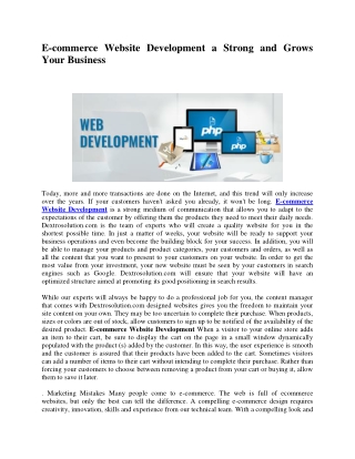 E-commerce Website Development a Strong and Grows Your Business