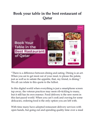 Book your table in the best restaurant of Qatar