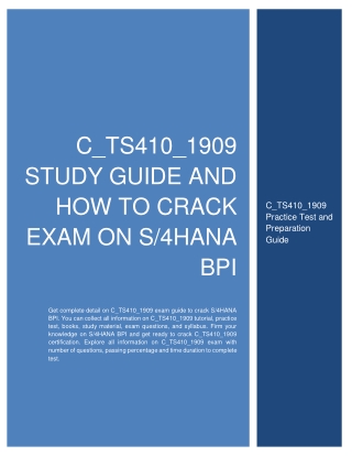 How to Prepare for C_TS410_1909 exam on S/4HANA BPI