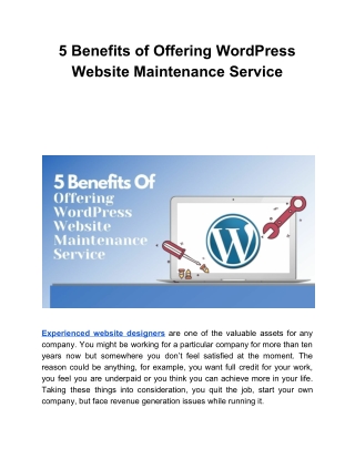 5 Benefits of Offering WordPress Website Maintenance Service