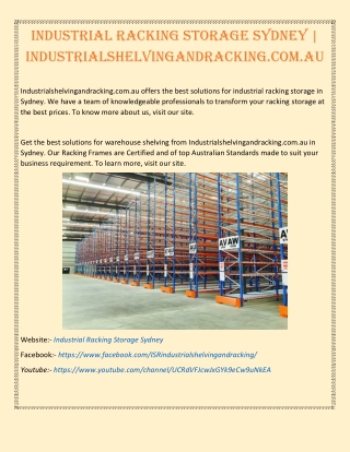 Industrial Racking Storage Sydney | Industrialshelvingandracking.com.au