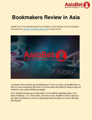 Bookmakers Review in Asia - AsiaBetGuru