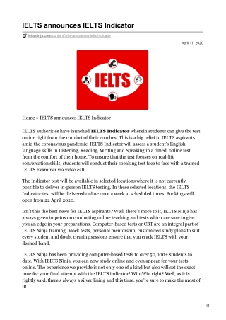 IELTS announces IELTS Indicator