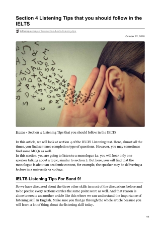 Section 4 Listening Tips that you should follow in the IELTS