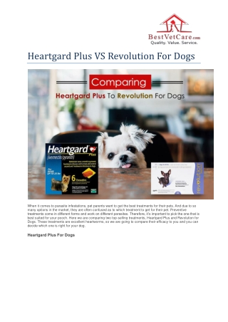 Heartgard Plus VS Revolution For Dogs - BestVetCare