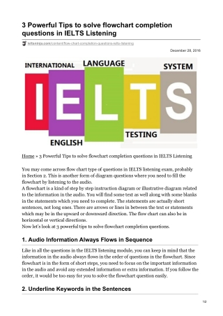 3 Powerful Tips to solve flowchart completion questions in IELTS Listening