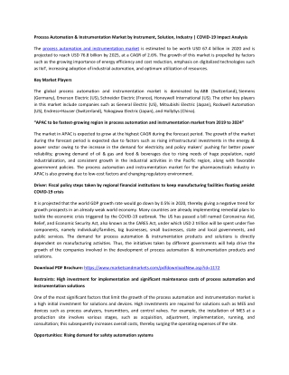 Process Automation & Instrumentation Market by Instrument, Solution, Industry | COVID-19 Impact Analysis | MarketsandMar