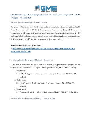 Global Mobile Application Development Market Size, Trends, and Analysis with COVID-19 Impact - Forecasts 2026