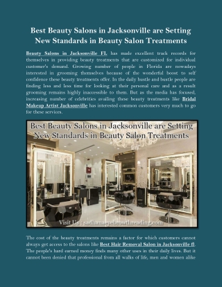 Best Beauty Salons in Jacksonville are Setting New Standards in Beauty Salon Treatments