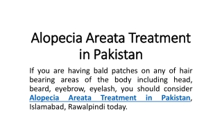 Alopecia Areata Treatment in Pakistan