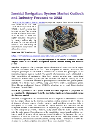 Inertial Navigation System Market Outlook and Industry Forecast to 2022