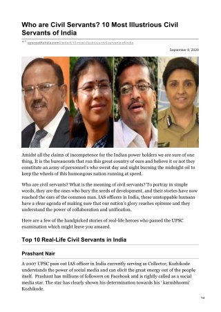 Who are Civil Servants 10 Most Illustrious Civil Servants of India