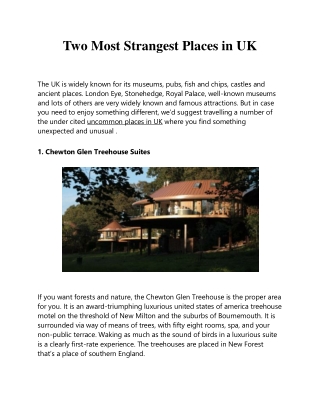 Two Most Strangest Places in UK