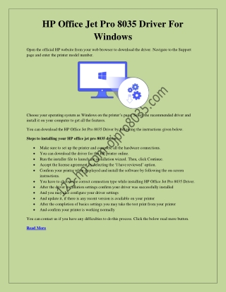 HP Office Jet Pro 8035 Driver For Windows