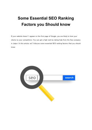 Some Essential SEO Ranking Factors you Should know