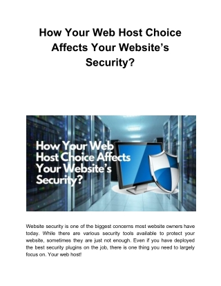 How Your Web Host Choice Affects Your Website’s Security?