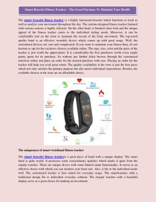 Smart Bracelet Fitness Tracker – The Great Purchase To Maintain Your Health