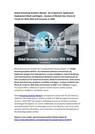 Global Streaming Analytics Market 2019- 2030