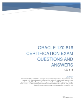 Oracle 1Z0-816 Certification Exam Questions and Answers