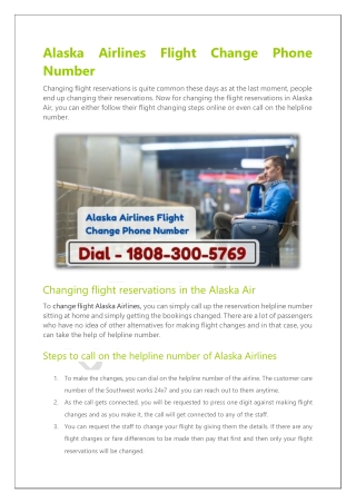 Alaska Airlines Flight Change Phone Number