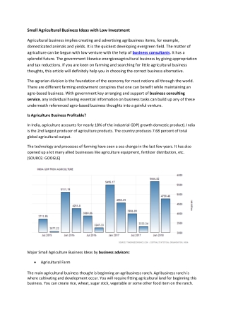Small Agricultural Business Ideas With Low Investment-