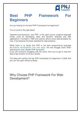 Best PHP Framework For Beginners