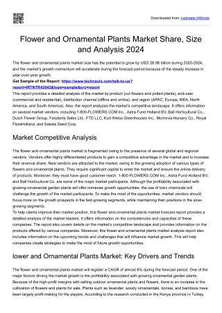 Flower and Ornamental Plants Market Global Demand and Research 2024