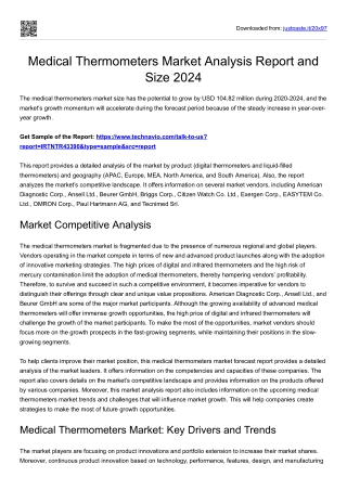 Medical Thermometers Market Global Demand and Research 2024