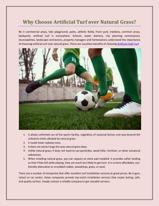 Why Choose Artificial Turf over Natural Grass?
