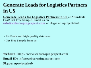 Generate Leads for Logistics Partners in US