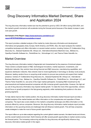 Drug Discovery Informatics Market Forecast and News 2024