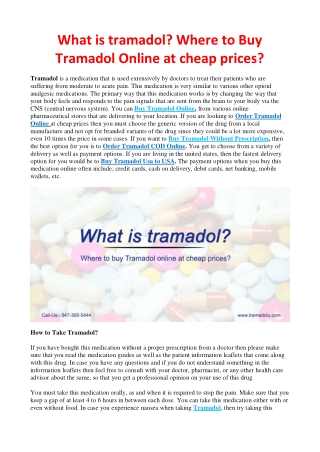 What is tramadol? Where to buy Tramadol online at cheap prices?