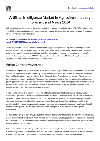 Artificial Intelligence Market in Agriculture Industry Research Report 2024