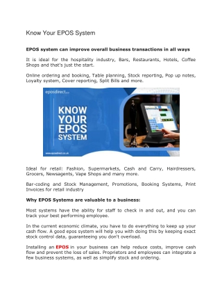 Know Your EPOS System