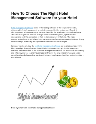 How To Choose The Right Hotel Management Software for your Hotel