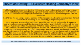 InMotion Hosting – A Exclusive Hosting Company’s View